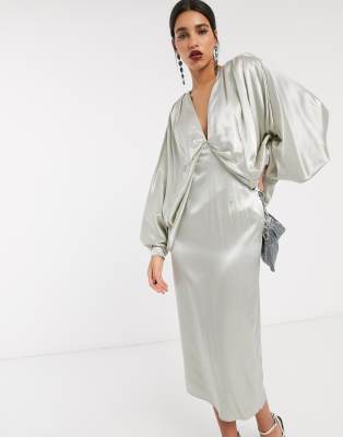 asos silk midi dress