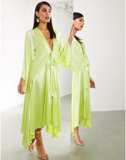 VladaShops EDITION extreme kimono sleeve tie front midi dress