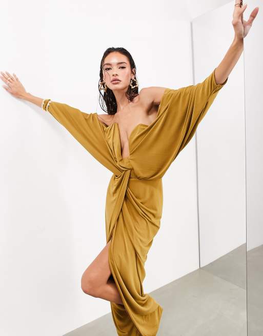 Asos edition split side plunge maxi in satin best sale