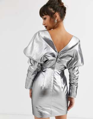 metallic cocktail dress with sleeves