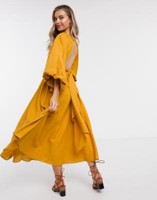 midi mustard dress