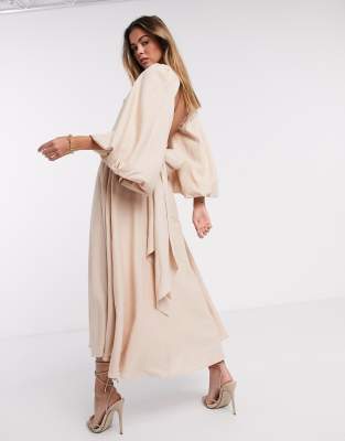 midi linen dress with sleeves