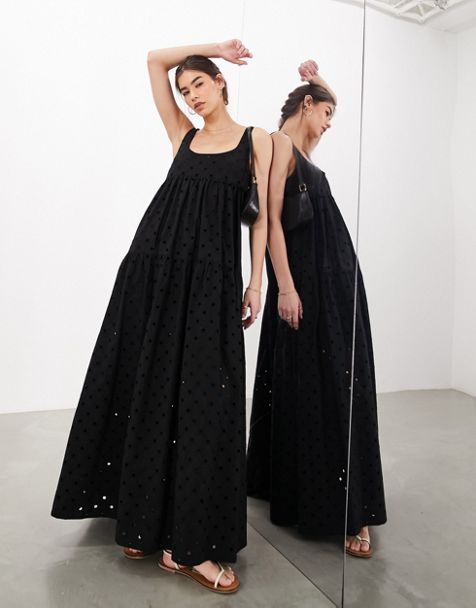 Rouen Tiered Cami Dress in Black