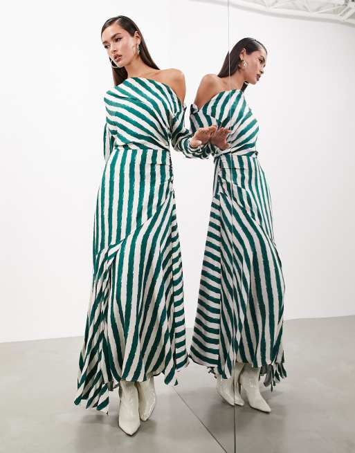 Striped best sale evening dress