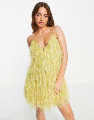 Asos yellow 2024 sequin dress