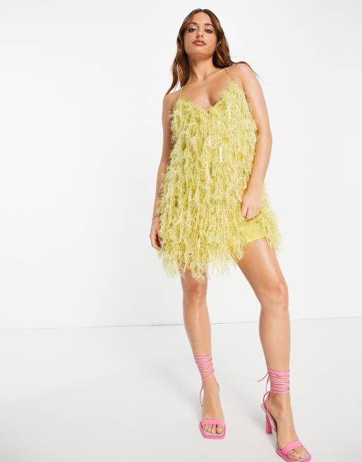 Asos yellow cheap sequin dress