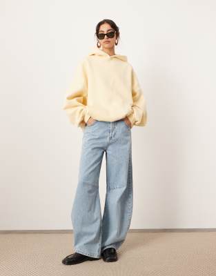 ASOS EDITION - Felpa con cappuccio oversize premium pesante color latticello