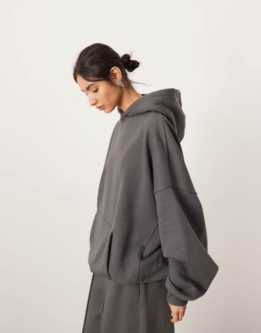 ASOS EDITION - Felpa oversize premium pesante con cappuccio color antracite