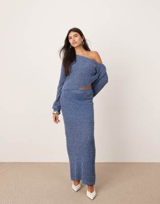 ASOS EDITION ASOS EDITION fine knit midaxi skirt co-ord in slate blue-Brown