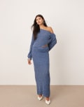 [ASOS EDITION] ASOS EDITION fine knit midaxi skirt in slate blue (part of a set)-Brown M Slate Blue