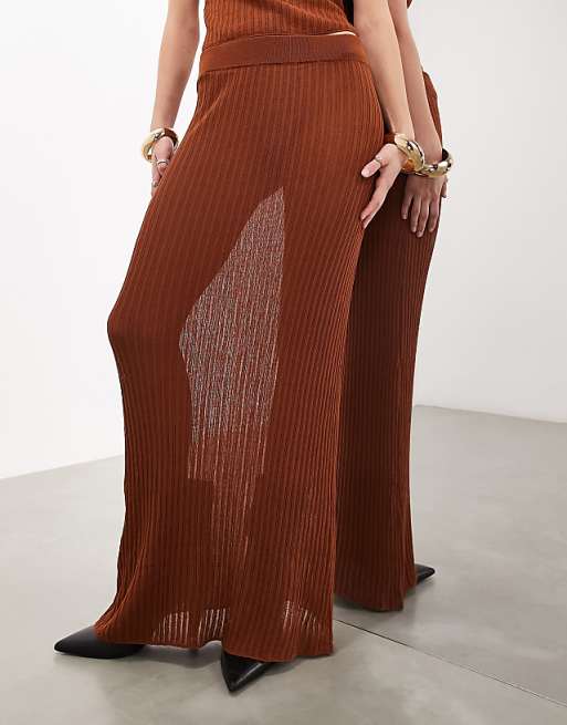 ASOS EDITION fine knit sheer maxi skirt in rust - part of a ASOS EDITION fine knit sheer maxi skirt in rust - part of a