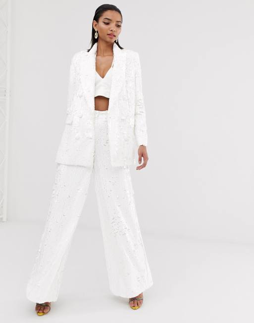 ASOS EDITION - Double-breasted blazer met lovertjes en broek met wijde pijpen, 3 van 3