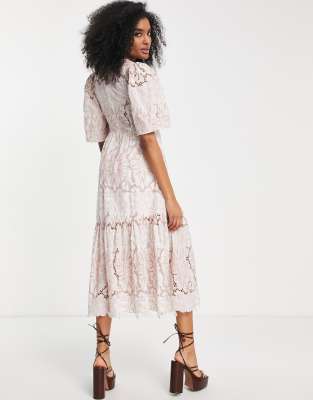 asos blush lace dress