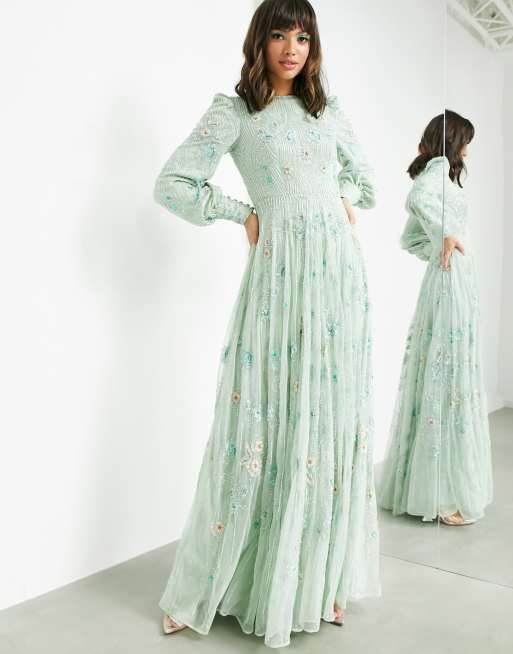 asos green floral maxi dress