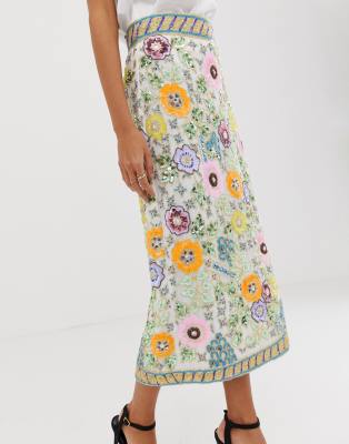 asos floral midi skirt