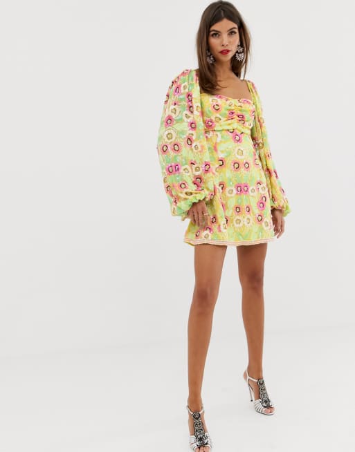 Asos floral hot sale embellished dress