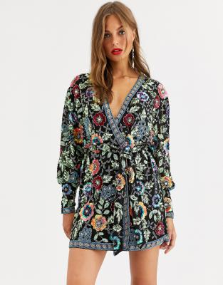 ASOS EDITION floral embellished wrap 