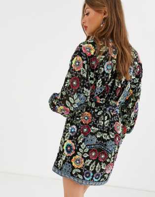 ASOS EDITION floral embellished wrap 