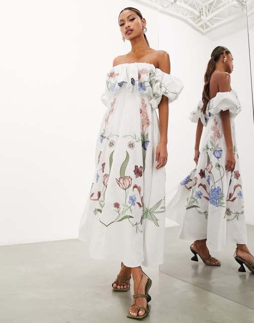 White floral best sale dresses with sleeves