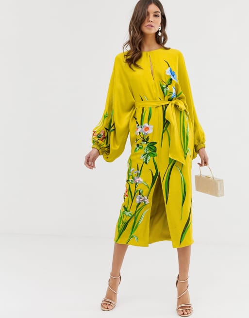 Asos floral embroidered dress best sale