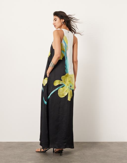 asos floral embroidered maxi dress ASOS DESIGN plunge neck all over floral embroidered maxi dress