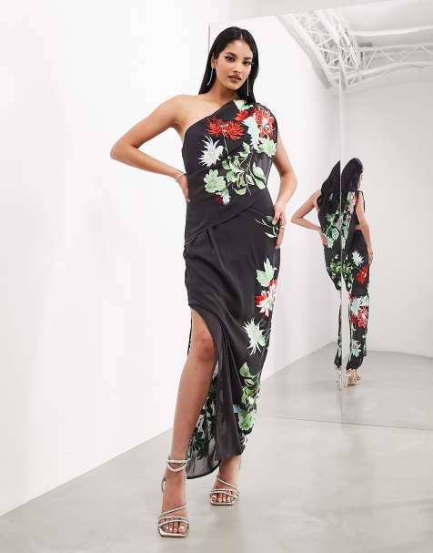 Tammy Girl spaghetti strap square neck midi dress with asymmetric hem in  retro floral