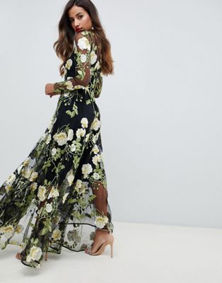 Asos Edition Floral Embroidered Maxi ...
