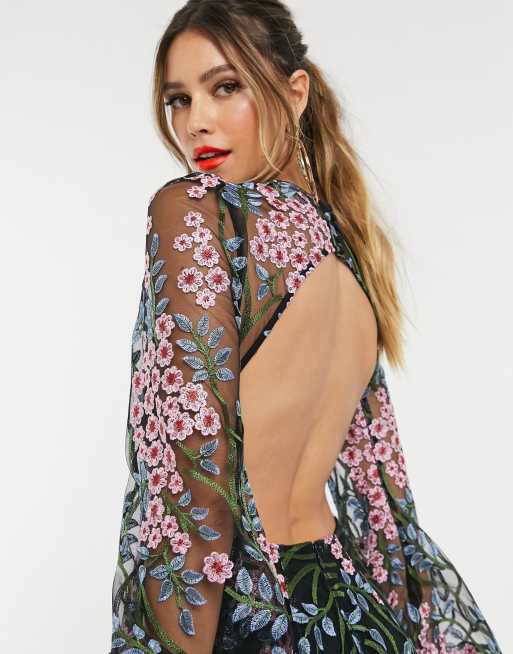 ASOS EDITION blouson sleeve floral embroidered maxi dress with