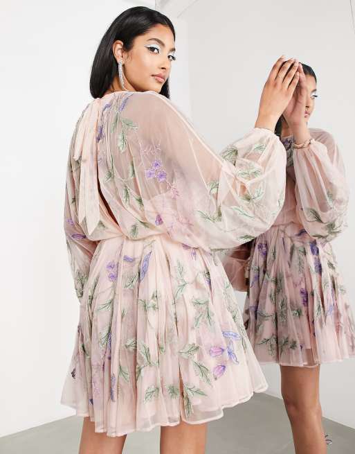 ASOS EDITION blouson sleeve floral embroidered maxi dress with