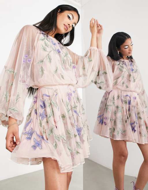 ASOS EDITION blouson sleeve floral embroidered maxi dress with