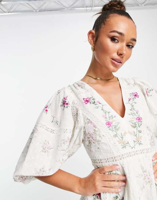 floral embroidered dress asos