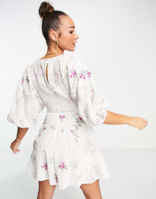 White embroidered cheap dress asos