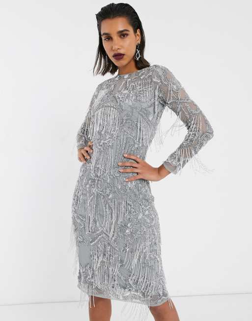 Asos edition starburst hotsell midi dress with fringe