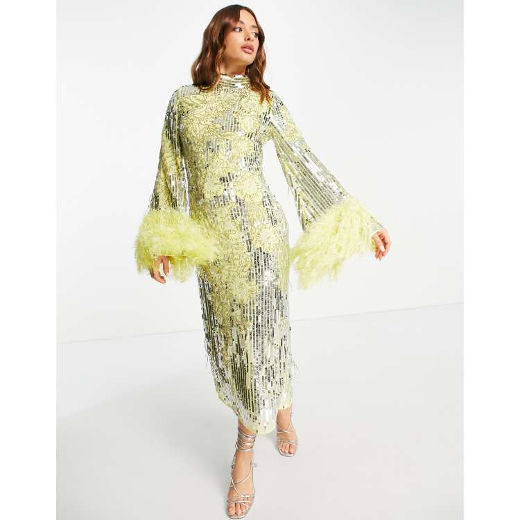 Asos yellow sequin outlet dress