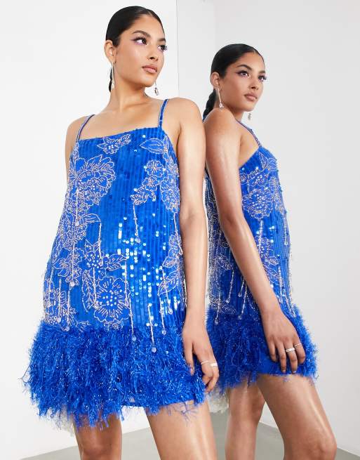 Blue sequin hotsell dress asos