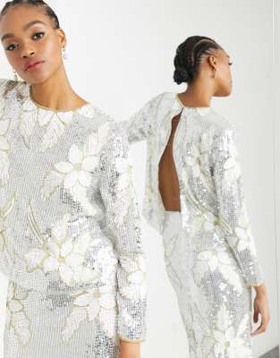 asos silver sequin top