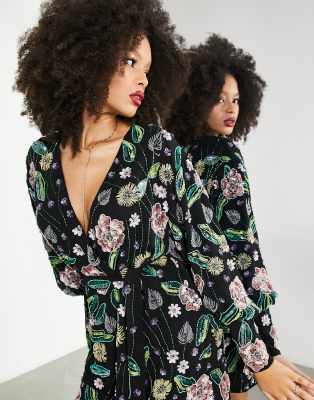 black floral sequin dress