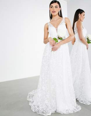 asos plunge lace wedding dress