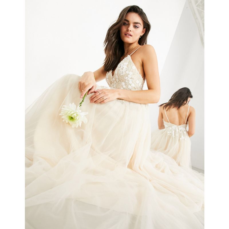 Uqbx8 Vestiti EDITION - Francesca - Vestito da sposa con scollo profondo e ricamo tono su tono