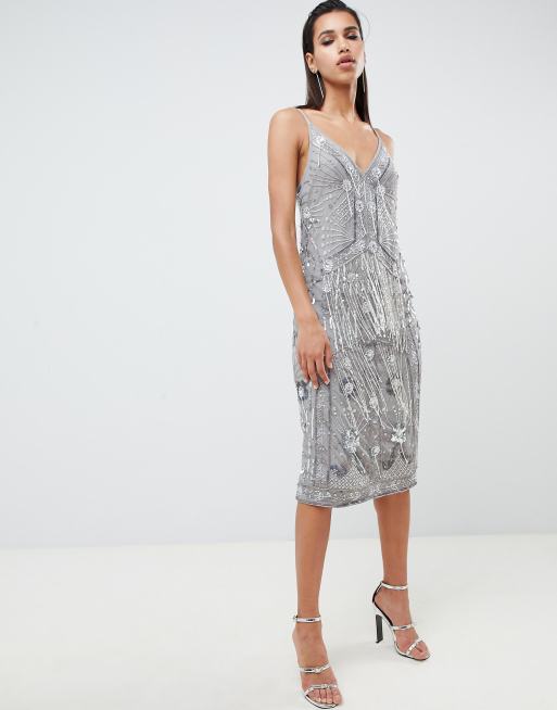 Asos embellished hotsell midi dress