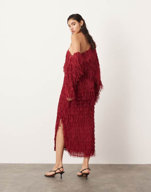 Asos edition fringe maxi wedding dress best sale