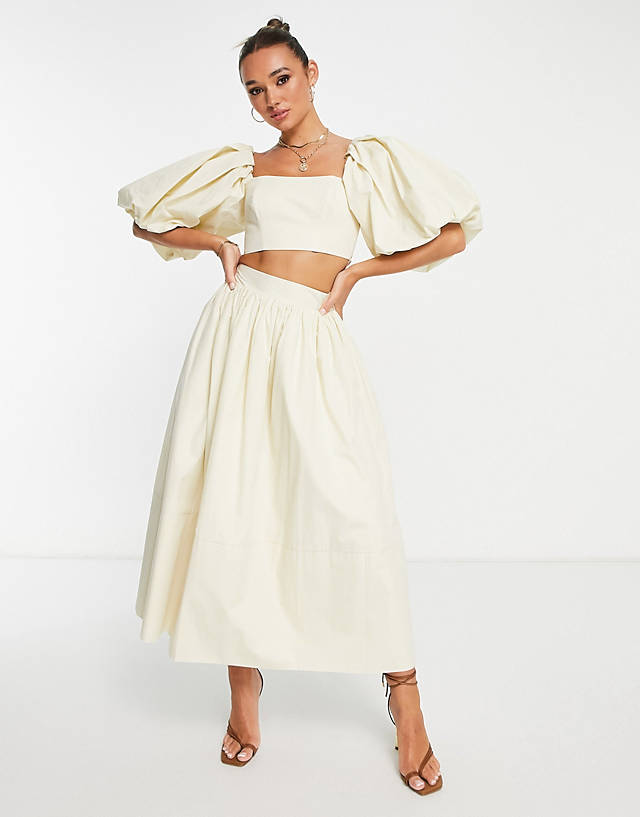 ASOS EDITION - full cotton midi skirt in buttermilk