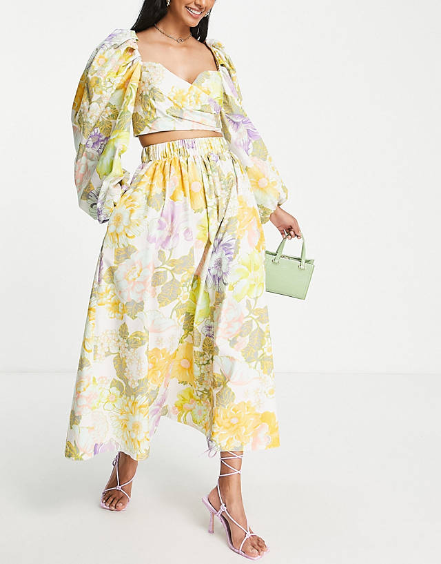 ASOS EDITION - full maxi skirt with in pastel floral print