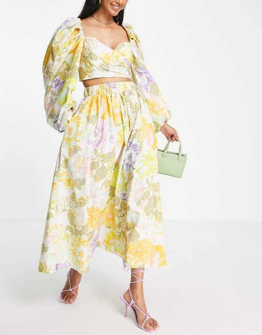 Long floral skirt discount asos