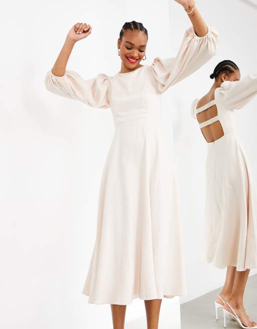 White midi dress full skirt sale