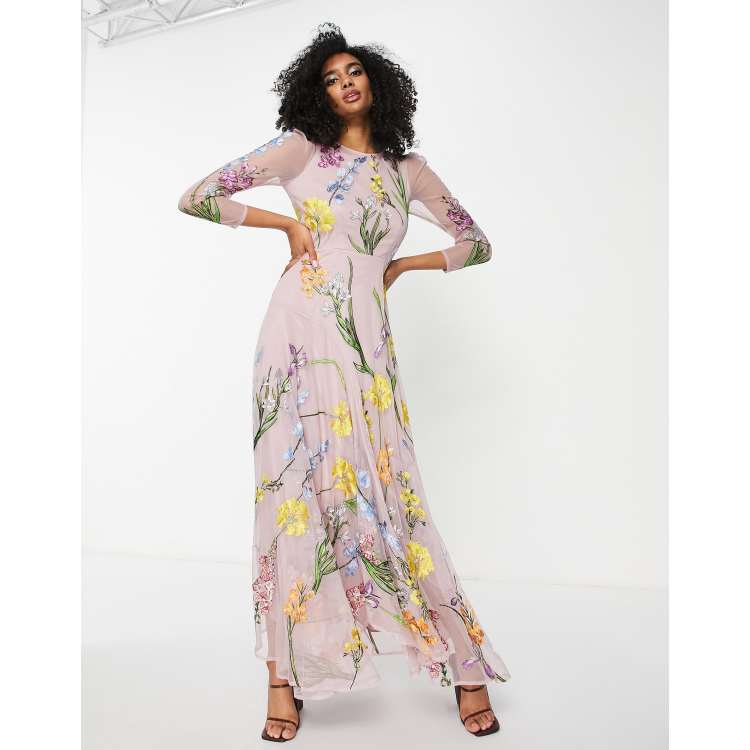 Asos edition nouveau 2025 embroidered maxi dress