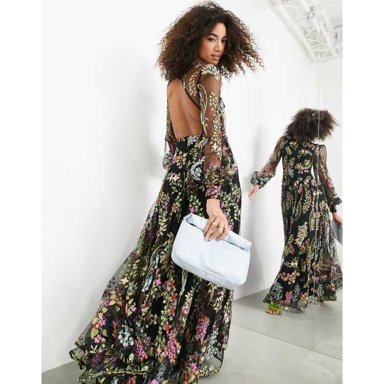 Asos edition nouveau embroidered best sale maxi dress