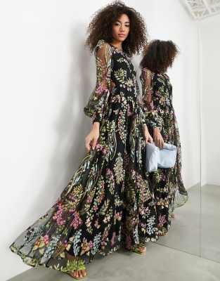 ASOS EDITION garden floral embroidered maxi dress with open back | ASOS