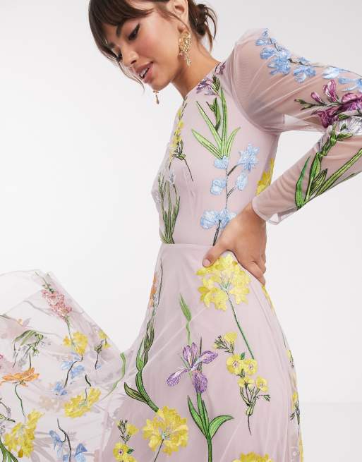 Asos edition embroidered outlet floral maxi dress