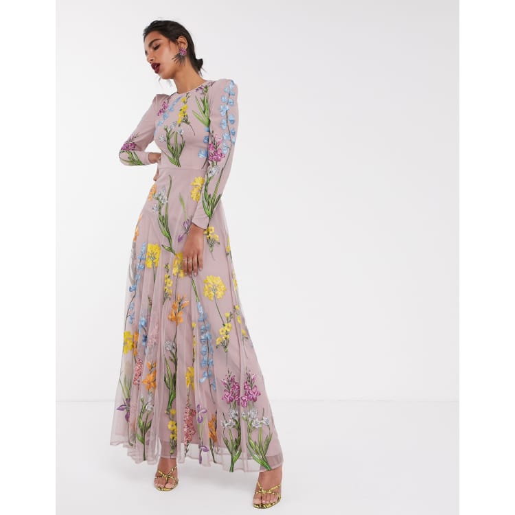 Asos edition store embroidered maxi dress